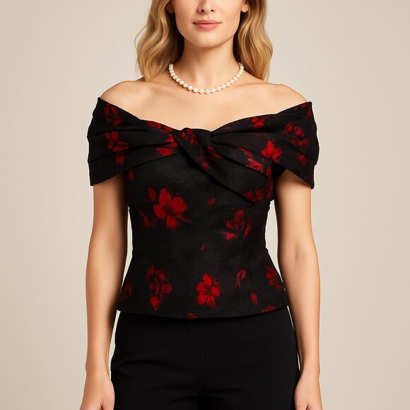 White House Black Market Off-Shoulder Jacquard Corset Top – Size 10 - Picture 6 of 6